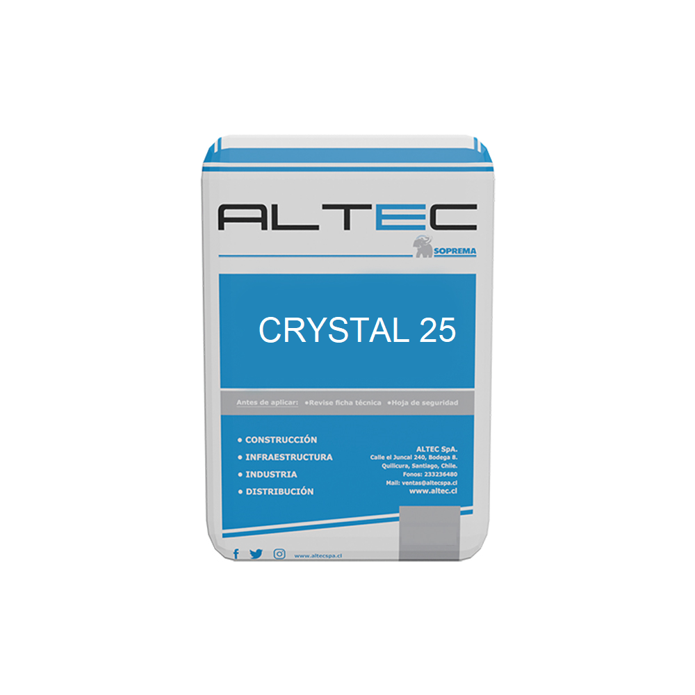CRYSTAL 25 GRIS, SC 18 KG  / Impermeabilizante por cristalización, en aplicaciones internas y externas desde direcciones positivas y negativa
