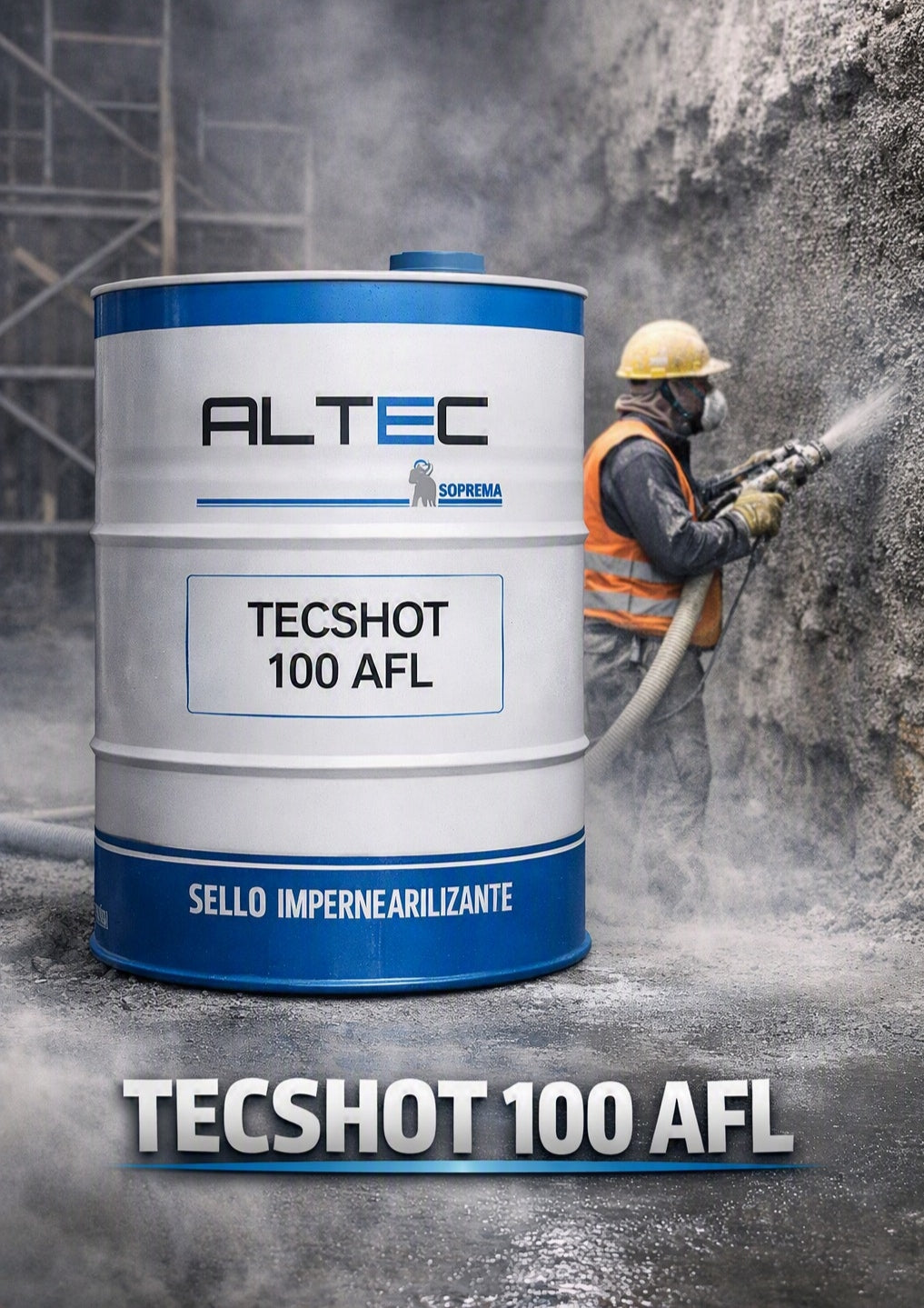 TECSHOT 100 AFL, TAMBOR 250 KG  / acelerante para hormigones proyectados