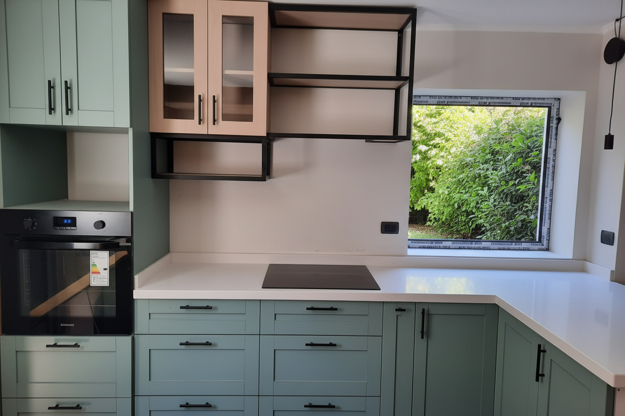 Cocina con ventana limpia